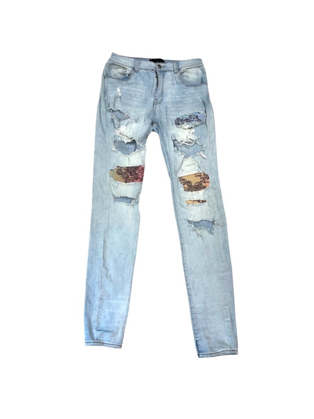Amiri MX1 Jeans Men's Size 32 Skinny Fit Panelled Distressed Stretch Denim Light